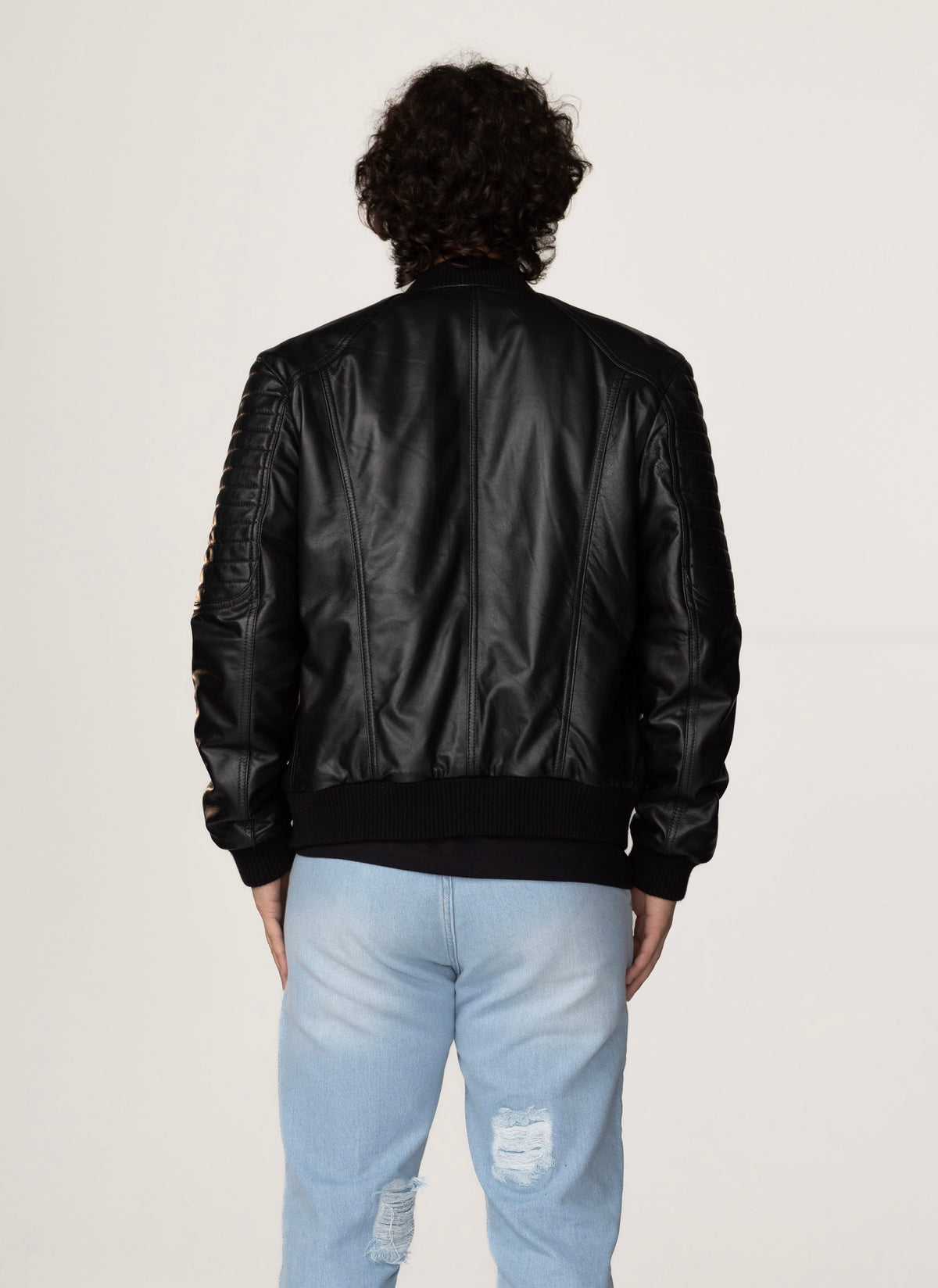 100% Lambskin Bomber Jacket with Dark Gold Jacquard Lining